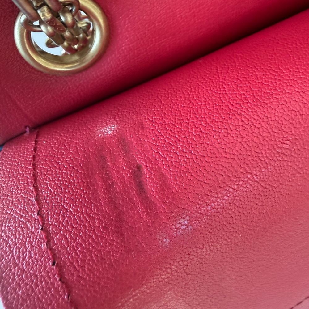 Chanel Chevron Lambskin Double Flap Double Chain Bag 2.55 Red Gold Metal Fitting - Picture 15 of 16